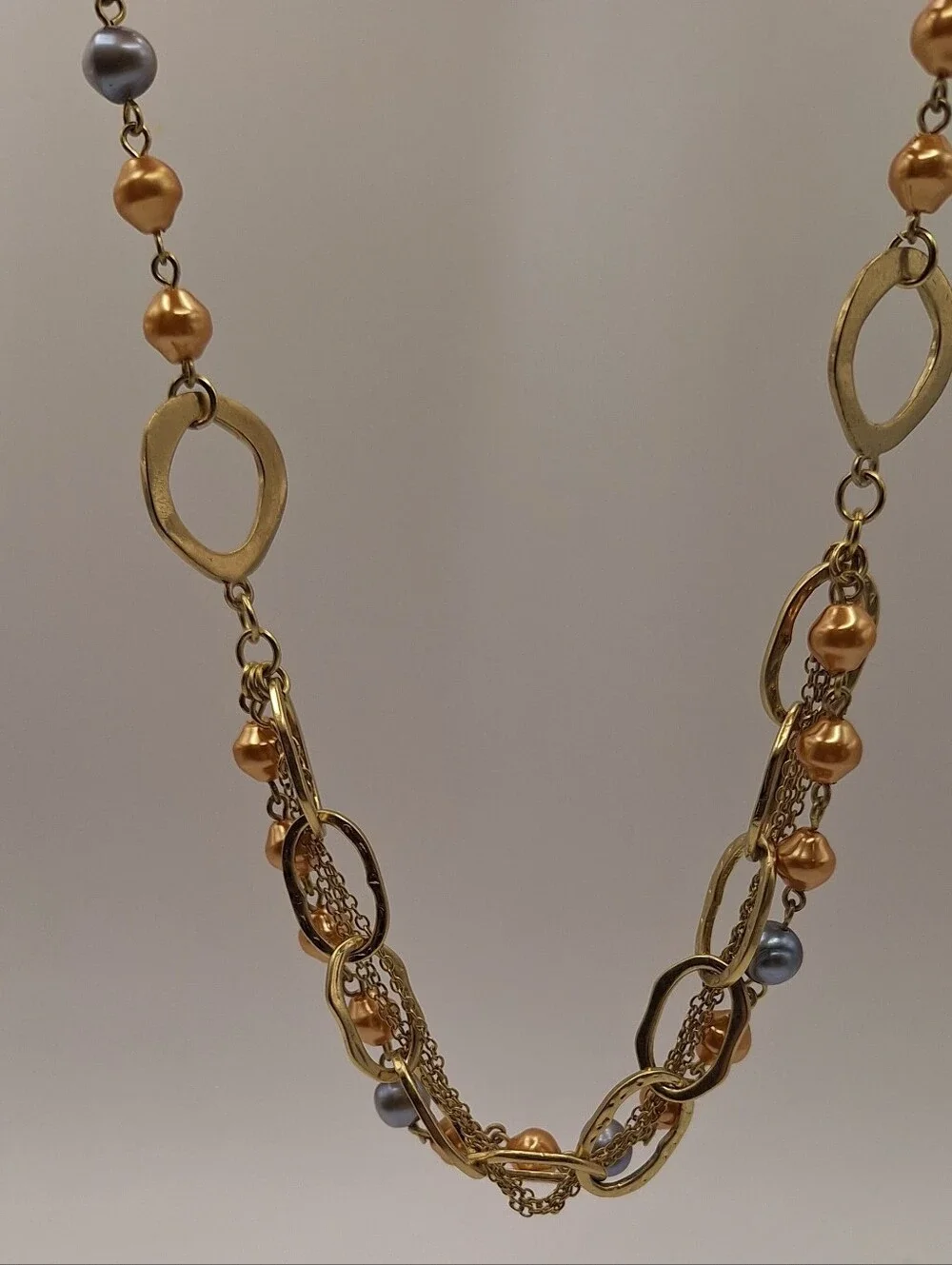 NWT Premier Designs Gold Tone Pearl Multi Strand Statement Necklace